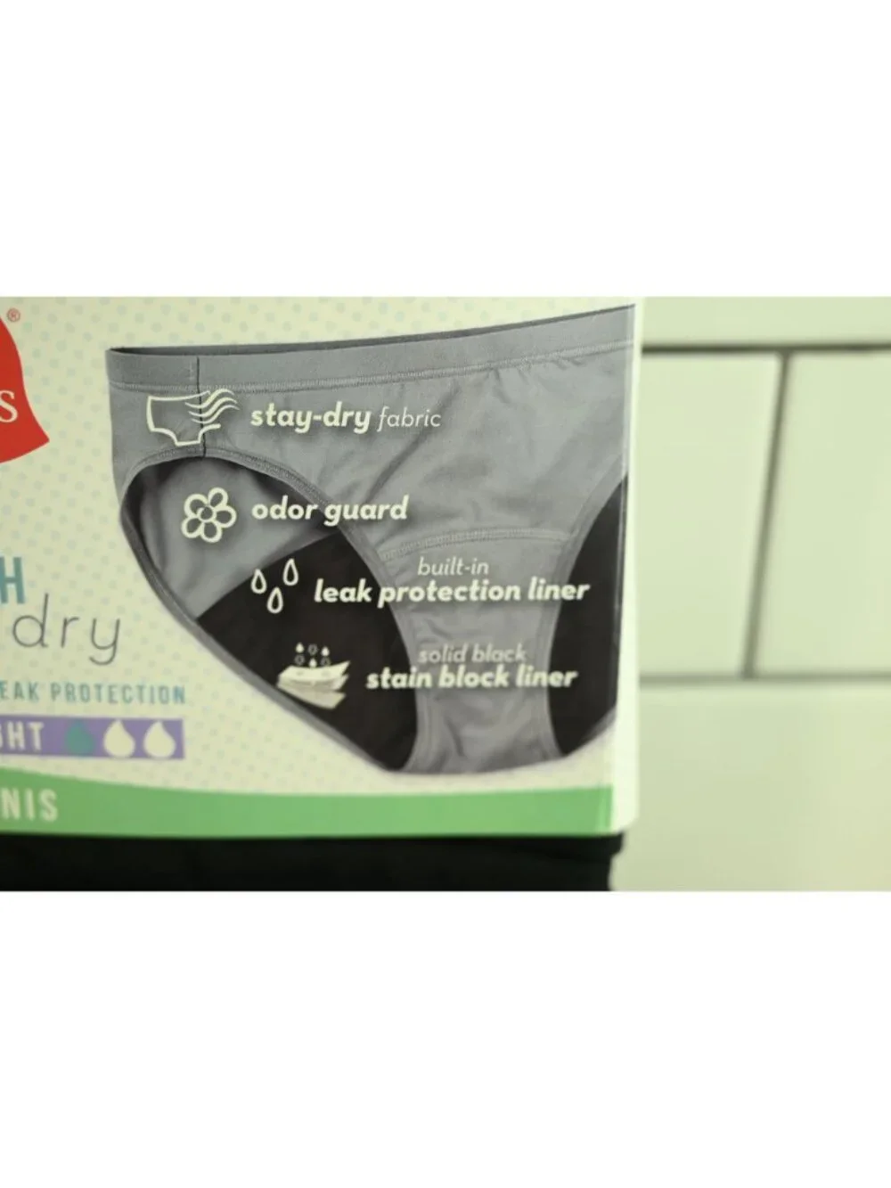 NWT Hanes 3 Pack Fresh and Dry Light Leak Protection Underwear Sz 5 Small Black
